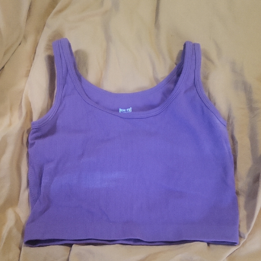 Vibrant Purple Fitted Crop Tank Top